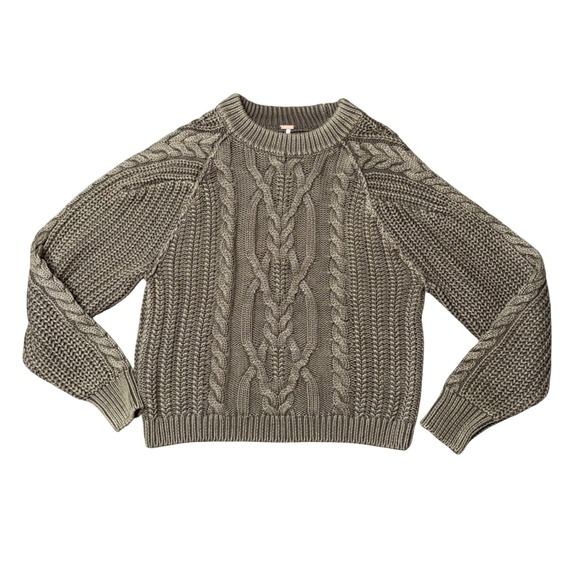 Free People Sweaters - Free People Cable Knit Sweater Womens XS Olive Green Excellent Chunky Cotton